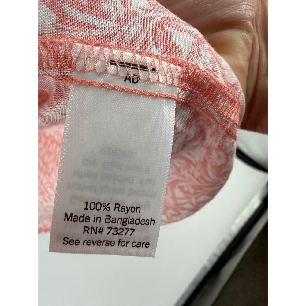 Croft & Barrow Womens 3X Coral Floral Pintuck Tie Neck Rayon Blouse WC34W201PP - Picture 3 of 7